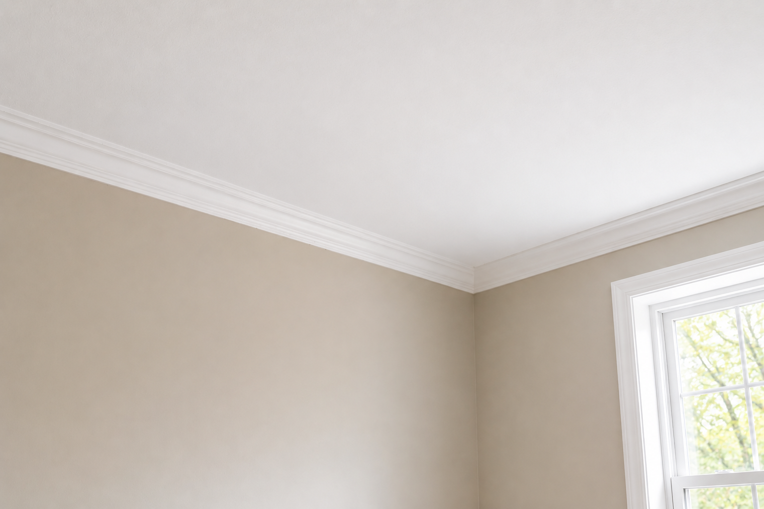 Ceiling after drywall and paint repair
