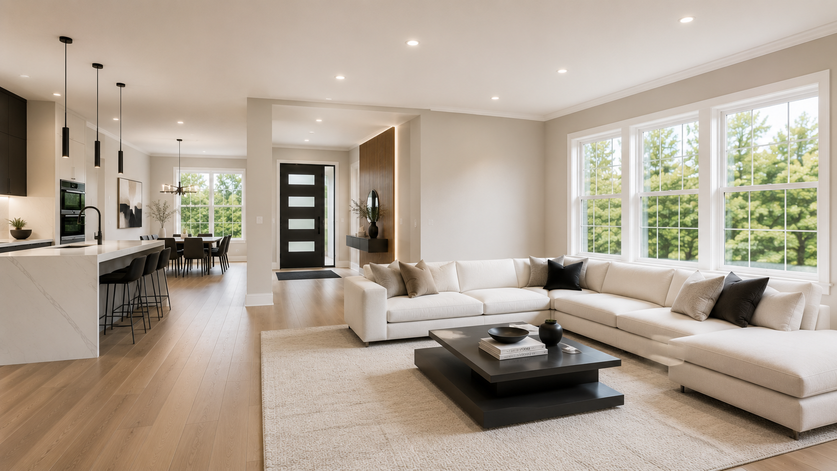 Completed modern home after drywall water damage repairs