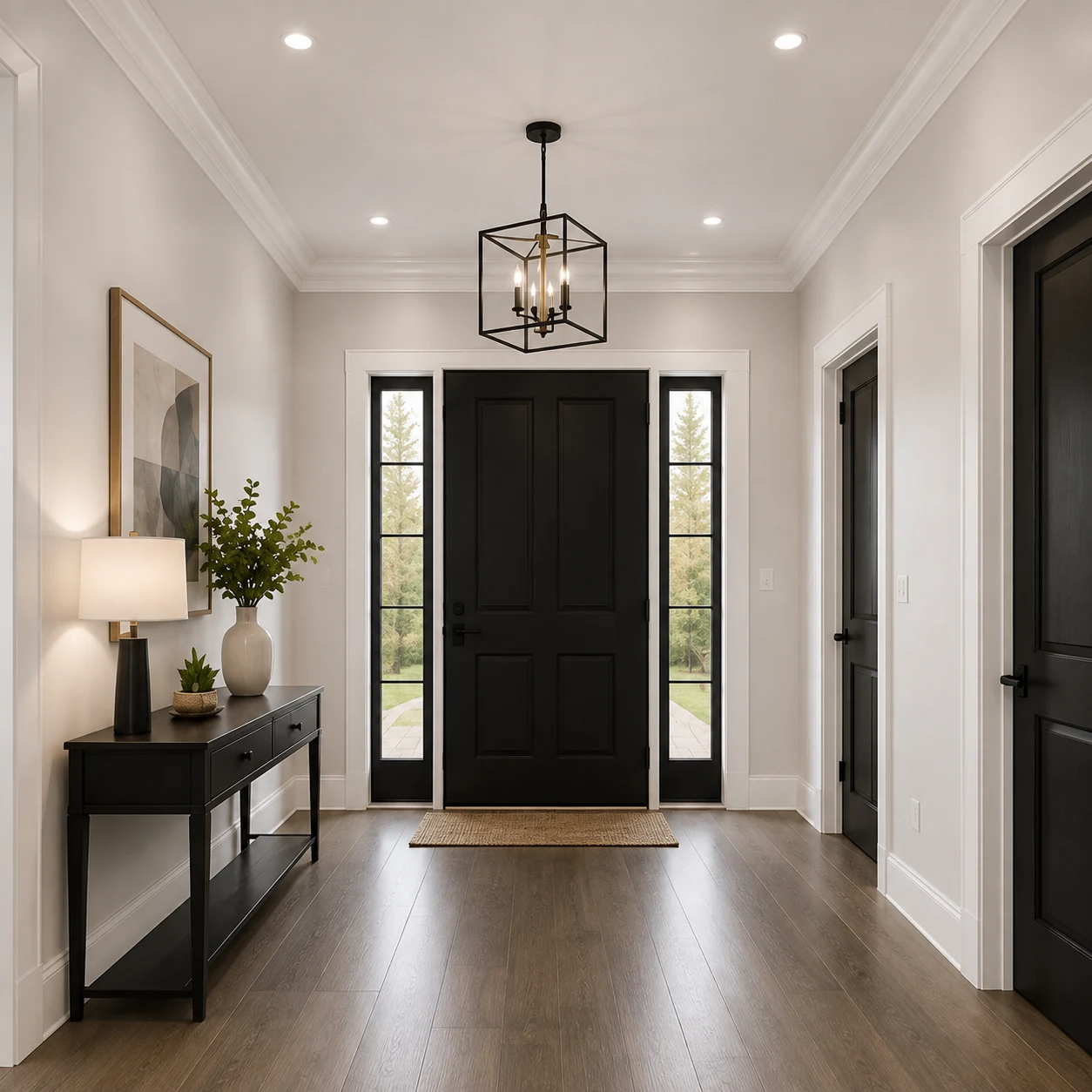 Interior door and door frame painting in a Calgary home