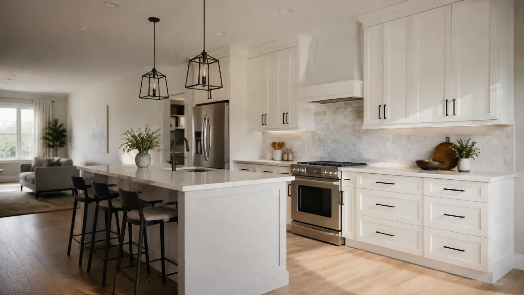 Painted kitchen cabinets in Riverbend Calgary by Jakub Construction