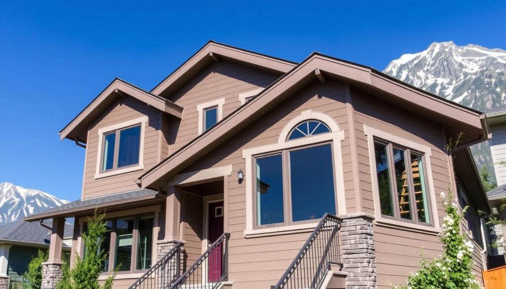 Calgary home with weather-resistant wall painting Calgary home with weather-resistant wall painting