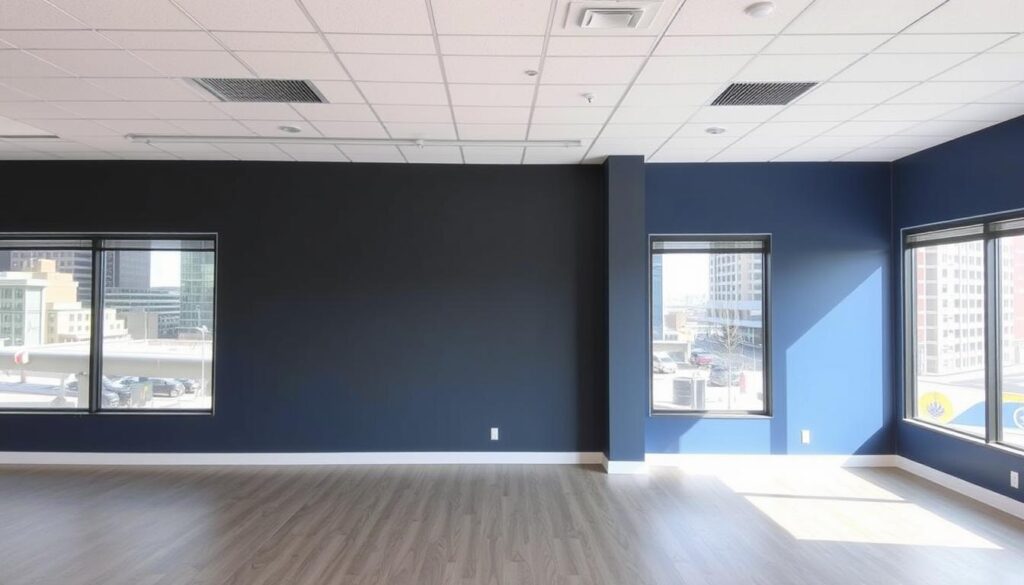 Completed commercial painting project in Calgary showing business transformation Completed commercial painting project in Calgary showing business transformation