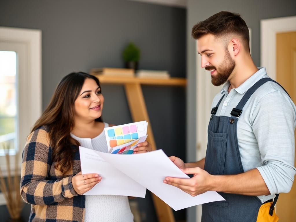 Homeowner discussing affordable painting services with Calgary contractor