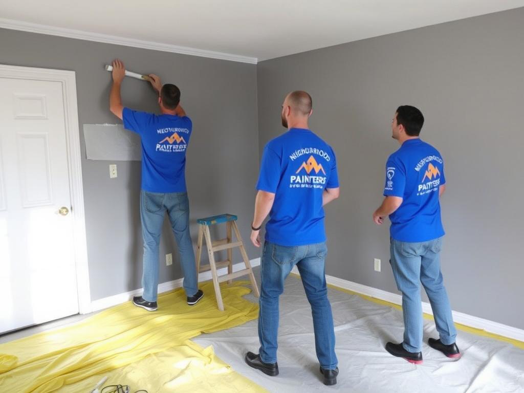 Neighbourhood Painters team working on affordable Calgary home painting project