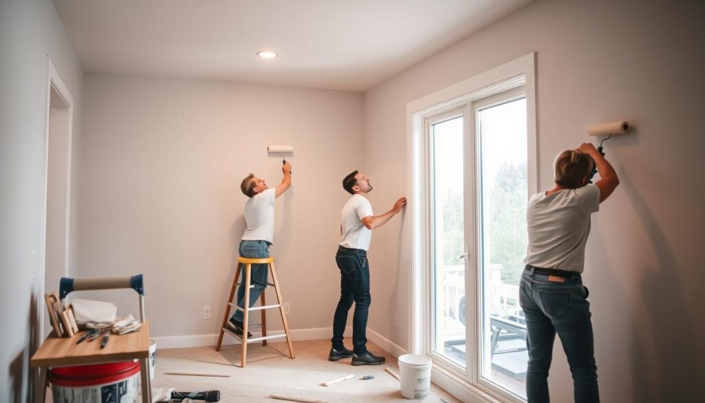Professional wall painting process in Calgary home Professional wall painting process in Calgary home