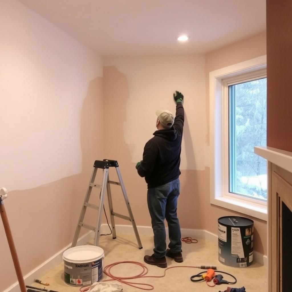 Winter interior painting preparation in Calgary