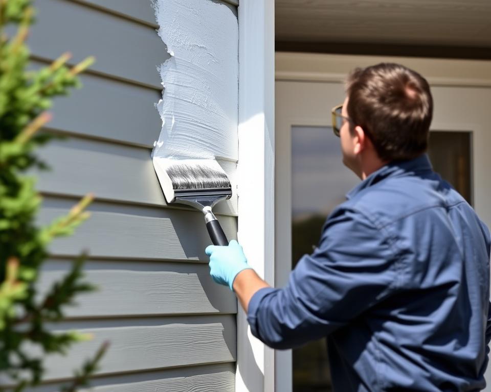 100% acrylic latex paint being applied to Calgary home exterior