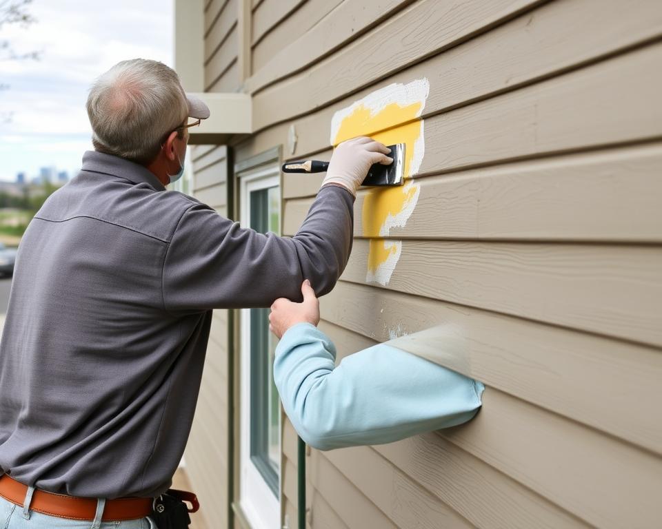 Alkyd-modified acrylic paint application on Calgary wood siding