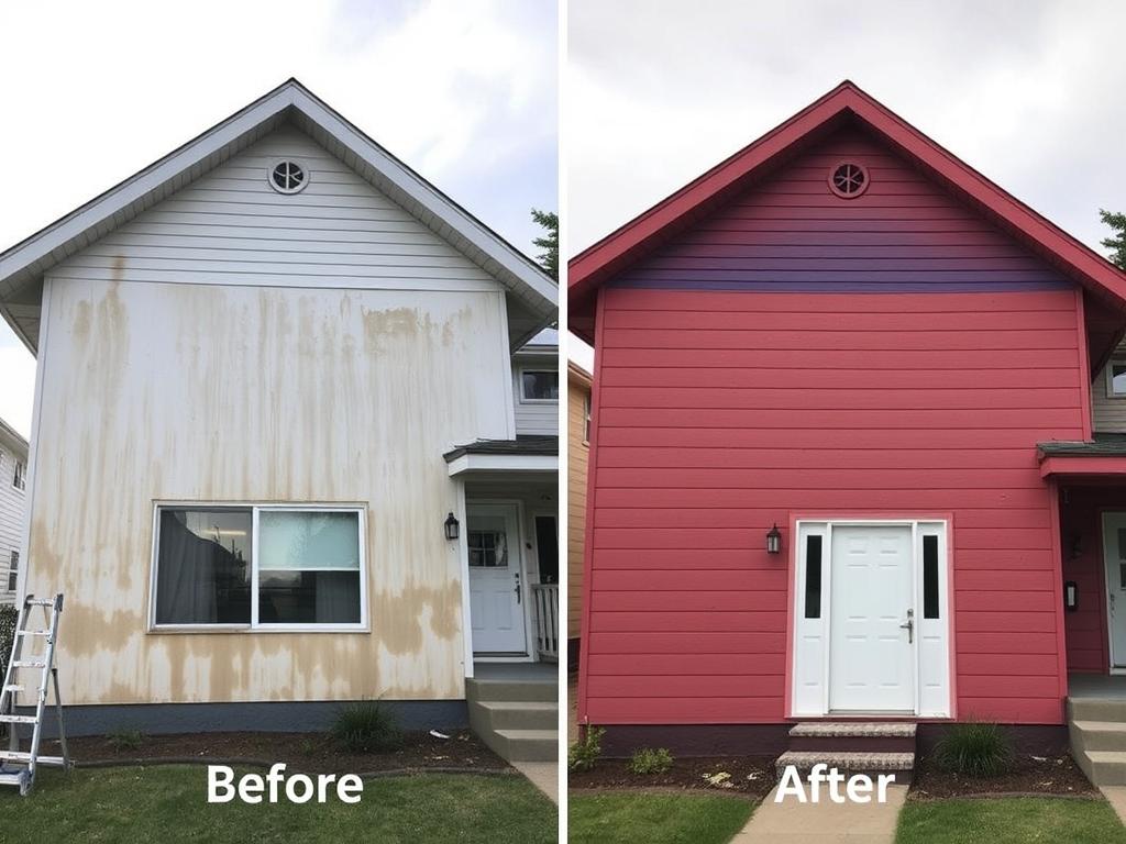 Before and after comparison of a Calgary painting project