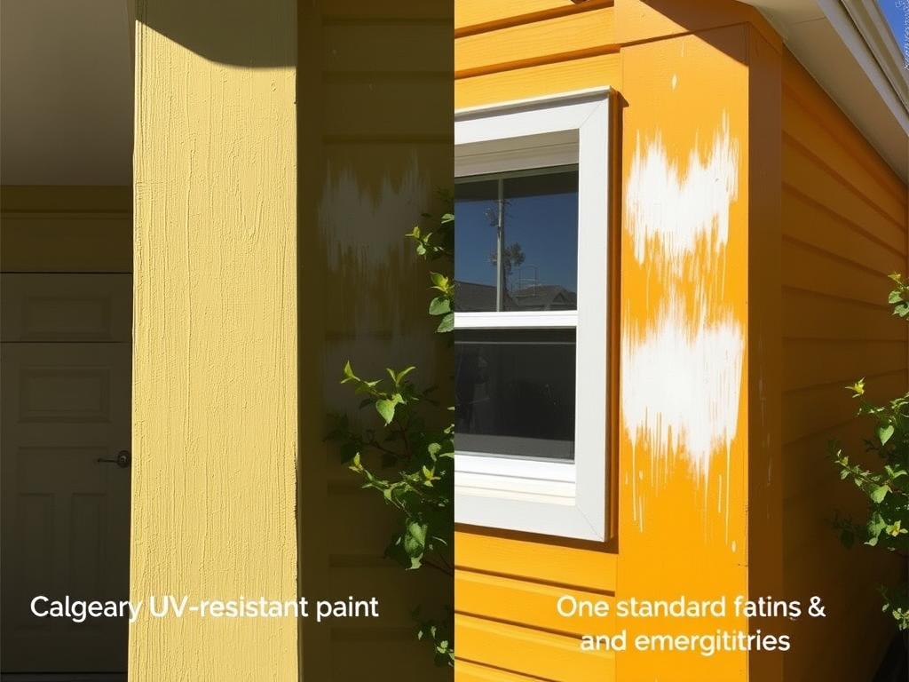 Comparison of quality paint vs standard paint under UV exposure in Calgary