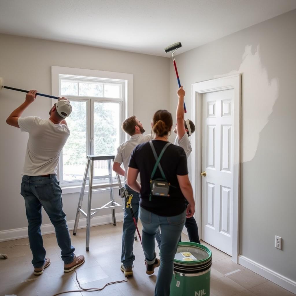 Coordinated team of Calgary painters working efficiently together