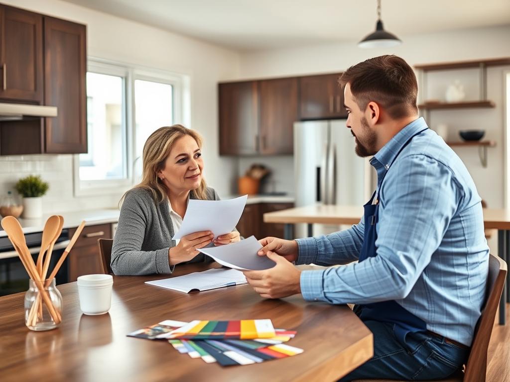 Homeowner interviewing painting contractor in Calgary