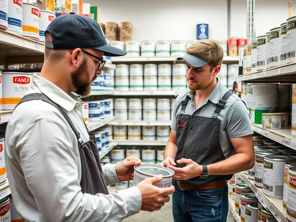 Local Calgary painter selecting quality paints from supplier Local Calgary painter selecting quality paints from supplier