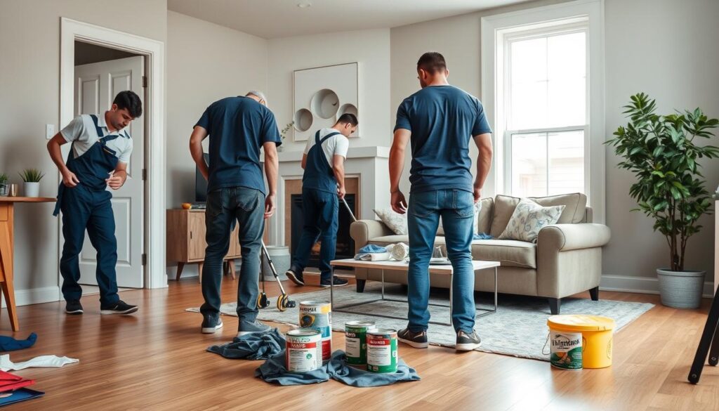 Painters cleaning up after completing a Calgary painting project