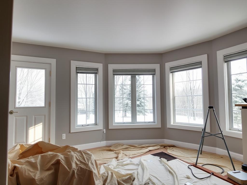 Preparation for winter interior painting in Calgary