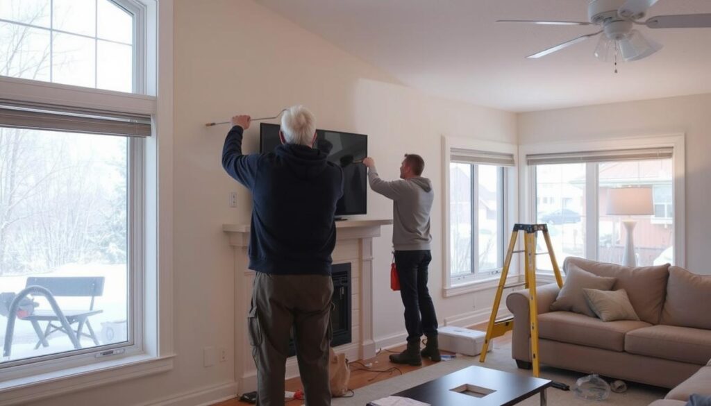 Winter interior painting project in a Calgary home