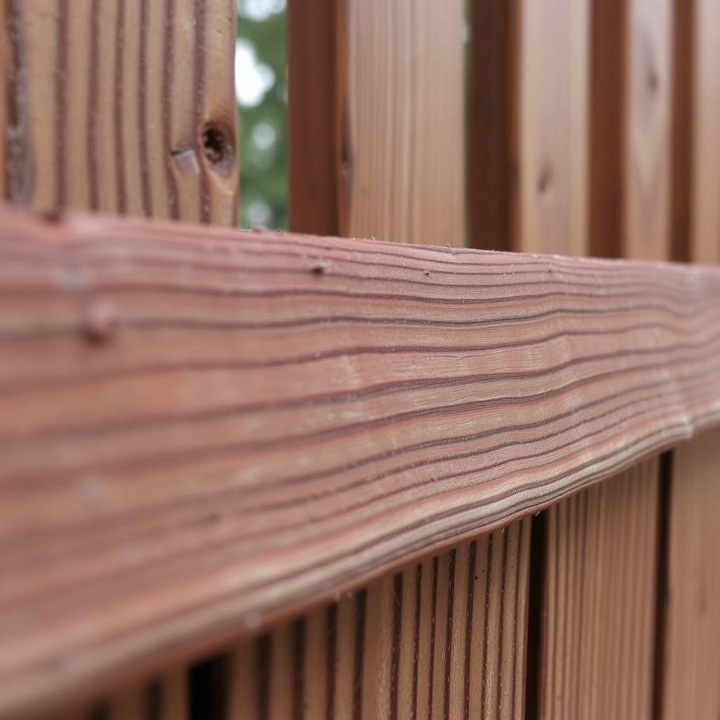 Close-up of wood showing signs it needs restaining in Calgary