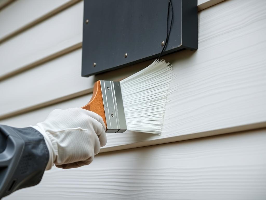 Pine wood siding being painted on a Calgary home